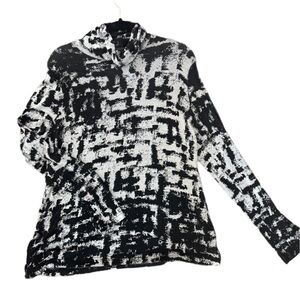 Merino Wool Black and White Women's Ski Sweater
